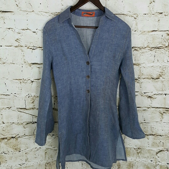2OH THREADS Tops - Boutique 2OH threads linen denim tunic