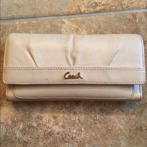 Off white leather coach wallet