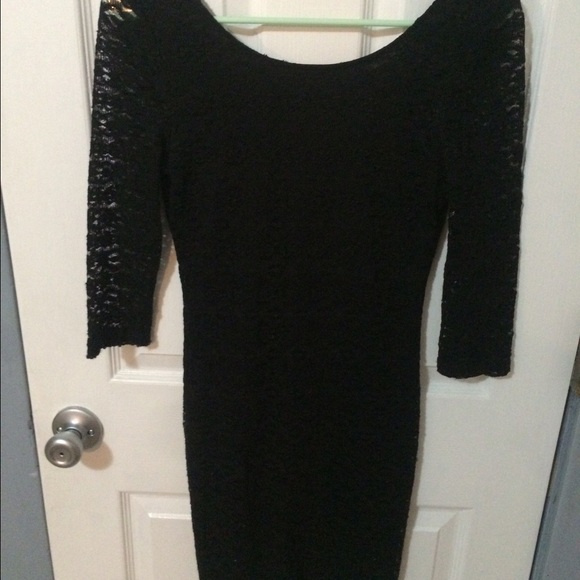 Black all lace swoop back formal dress