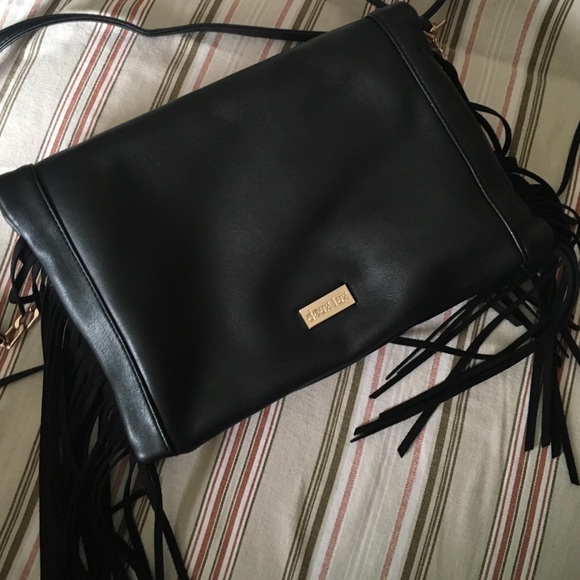 Deux Lux Black Fold over Clutch Crossbody