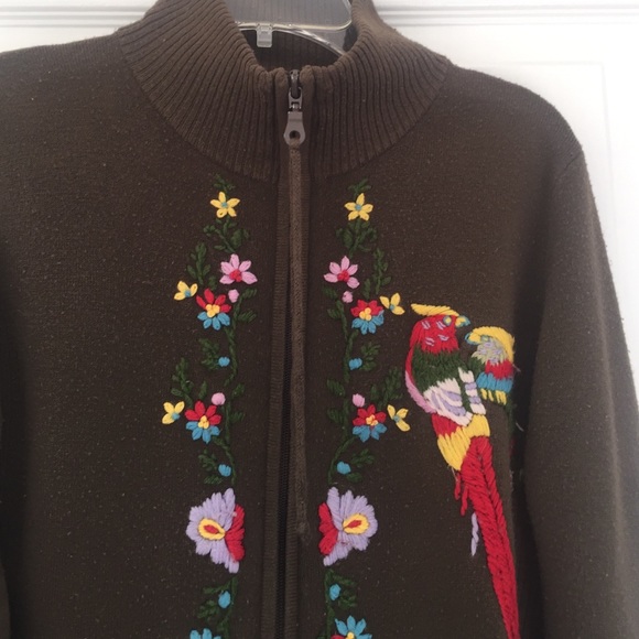 Stylish Embroidered Zip Front sweater ✨ - Picture 2 of 4