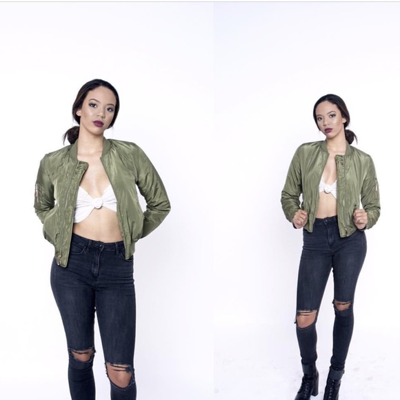 Olive green bomber jacket - Picture 1 of 4