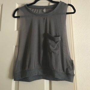 FREE PEOPLE mesh grey tank