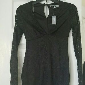 Wet Seal Black Lace Deep Van Dress