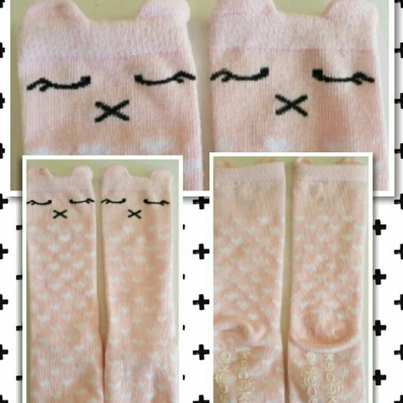 Cutest knee socks with ears & sleeping face (new)