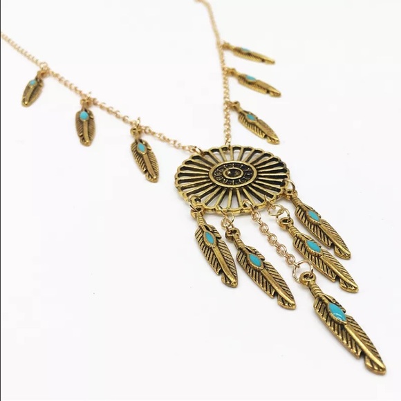 Long Dreamcatcher Necklace in Golden Bronze - Picture 2 of 3