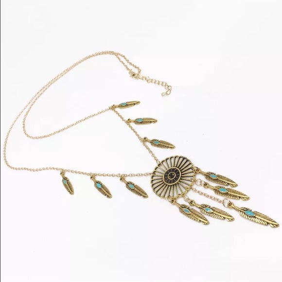 Long Dreamcatcher Necklace in Golden Bronze - Picture 3 of 3
