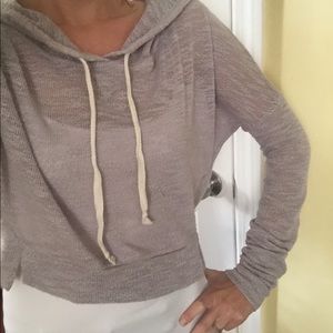 Hollister cropped gray hoodie