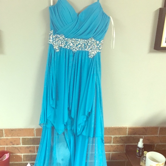 Baby blue formal high low dress