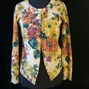 Cashmere cardigan in floral print