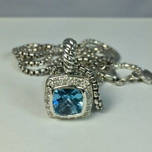 David Yurman Albion Pendant Necklace & Blue Topaz