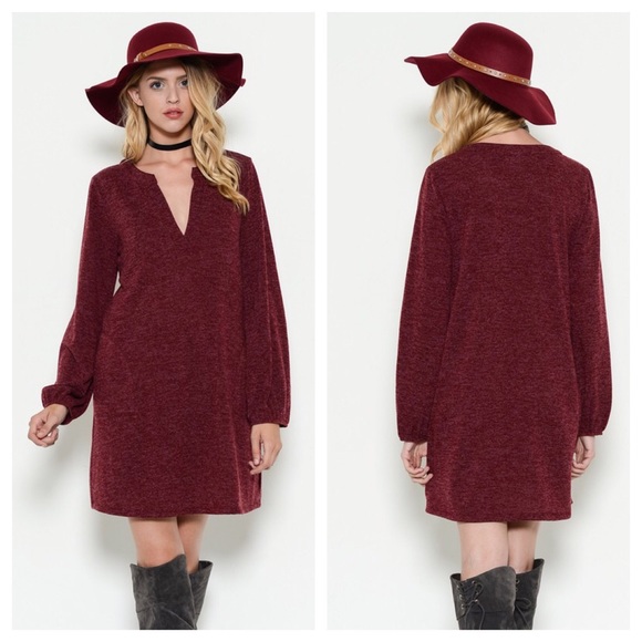 LAST ONE! Burgundy Boho tunic dress - Picture 3 of 3