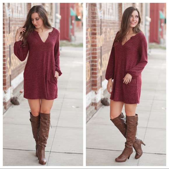 LAST ONE! Burgundy Boho tunic dress - Picture 2 of 3