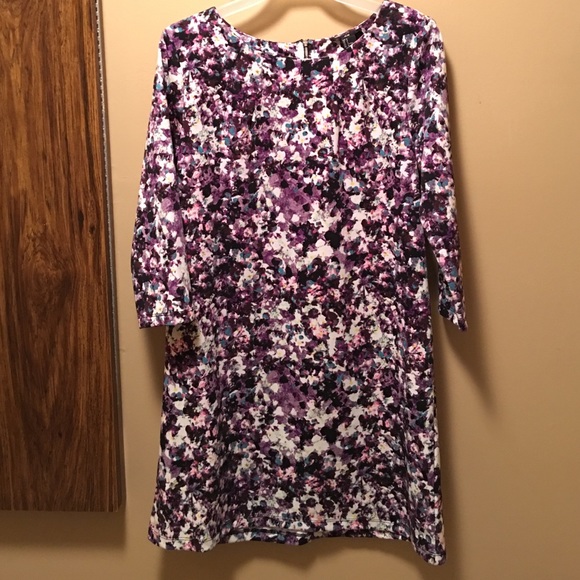 H&M NWOT Purple Floral Shift Dress 3/4 Sleeve