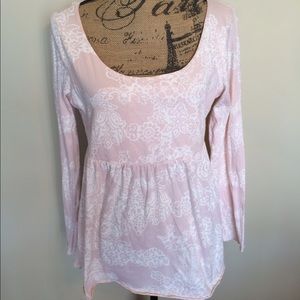Izod peach & cream knit empire waist/tie back top