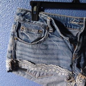 Eyelet jean shorts