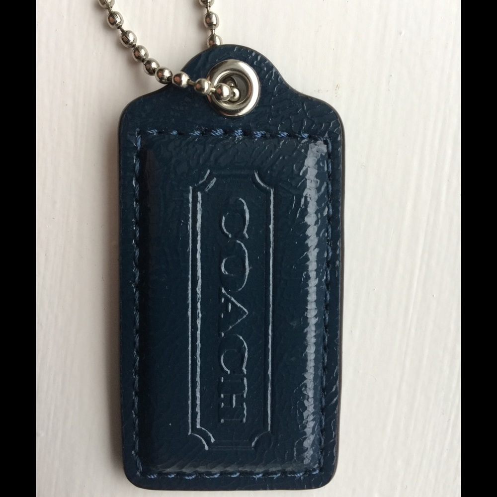 Coach-Teal Blue Patent Leather Hangtag, Large