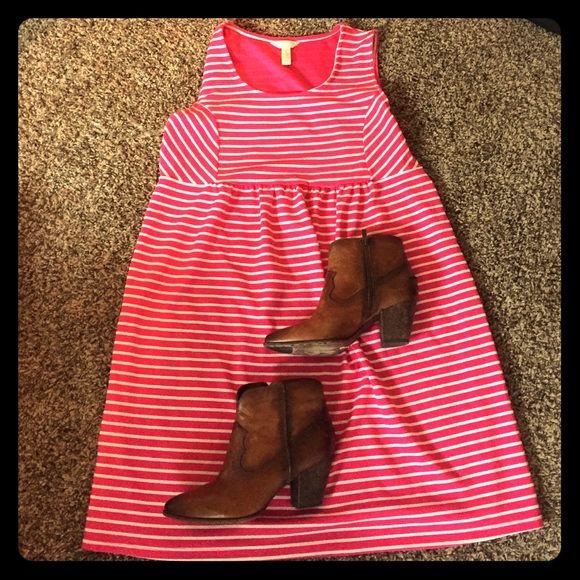 Pink Striped Maternity Dress