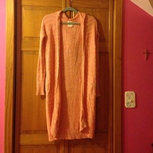 Long Pink Cardigan Style Sweater