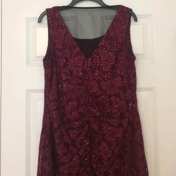 SOLD Wine Colored Lace Dress - Picture 3 of 4