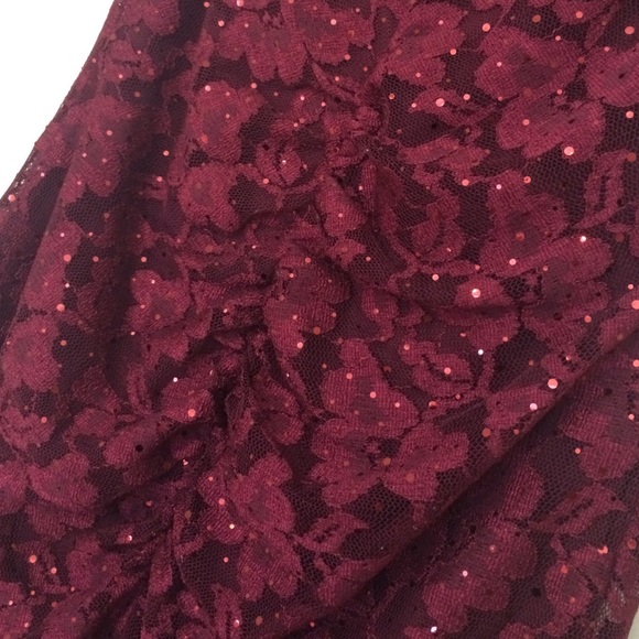 SOLD Wine Colored Lace Dress - Picture 4 of 4