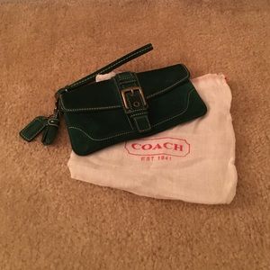 Coach Suede Emerald Green wristlet