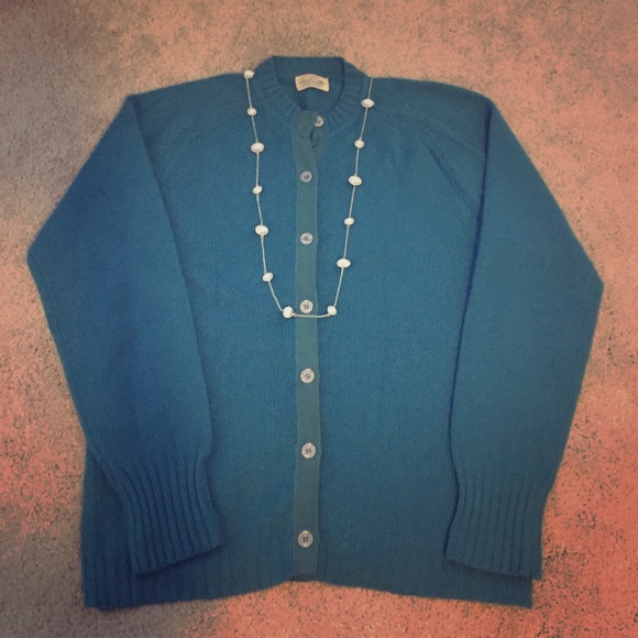 Deep Jewel-tone Lambs Wool Sweater Cardigan - Picture 1 of 3