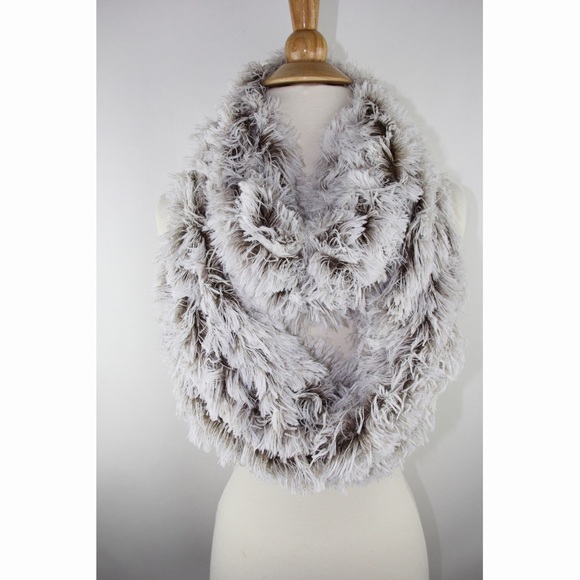 Light Brown Fuzzy Faux Fur Furry Infinity Scarf