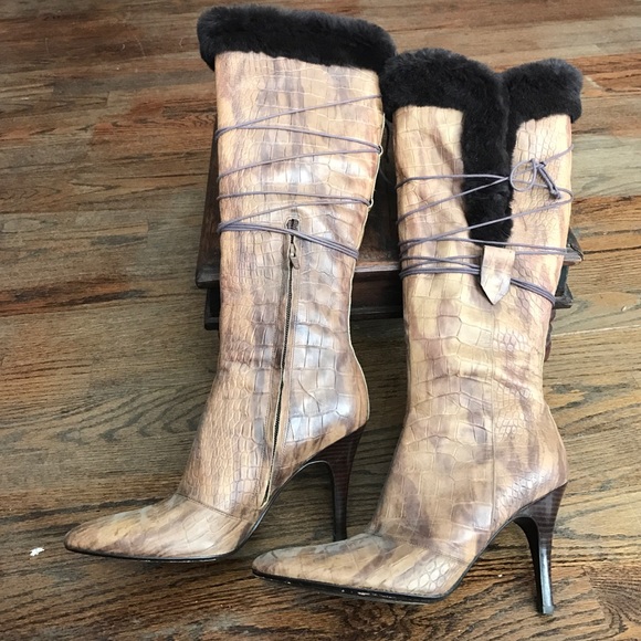 Nine West Studio Brown Leather Knee High Boots