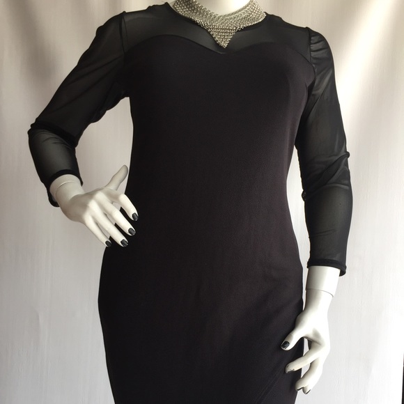 DR1187-Awesome black sheer top maxi length dress - Picture 1 of 4