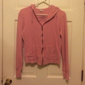 Pink thermal hoodie zip up