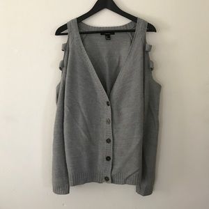 Grey cardigan w/ arm slits