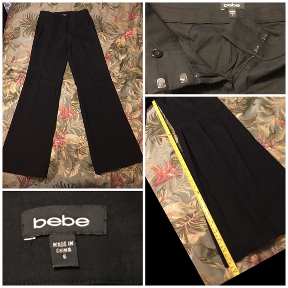 Bebe black flare leg pants with side cut-out. Sz 6 - Picture 1 of 4