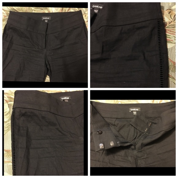 Bebe black flare leg pants with side cut-out. Sz 6 - Picture 3 of 4