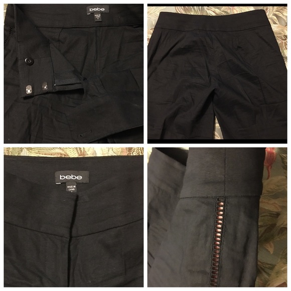 Bebe black flare leg pants with side cut-out. Sz 6 - Picture 4 of 4