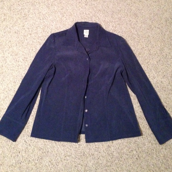 Long sleeve button up blue blouse