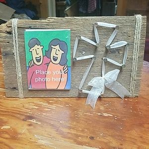 Wood and ribbon cross 3x5 photo frame
