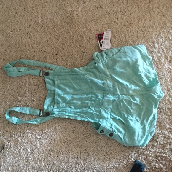 Sea foam overall shorts