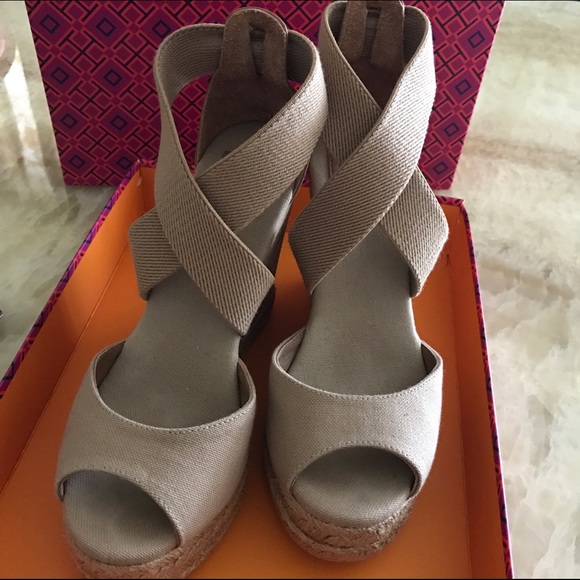 Tory Burch Peep-Toe Cork Wedge