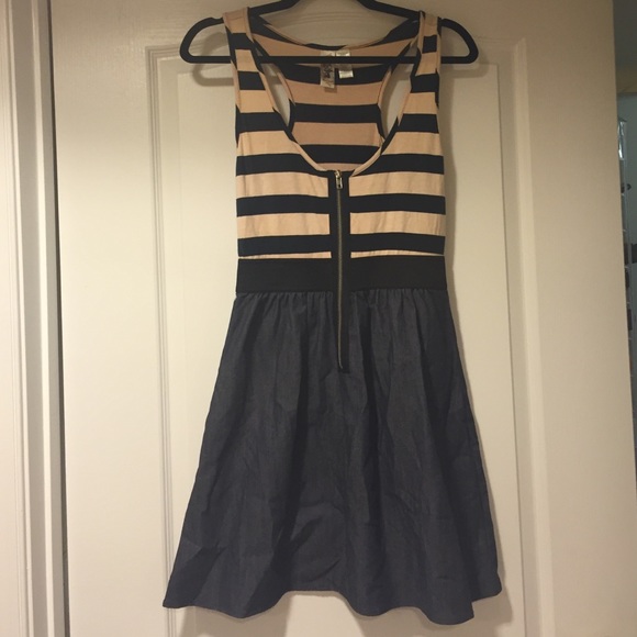 Super cute racerback striped and denim dress!