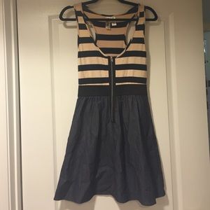 Super cute racerback striped and denim dress!