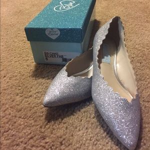 Betsey Johnson silver glitter flats! 💙