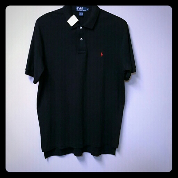 Mens Black Golf Shirt Polo by Ralph Lauren. Size L