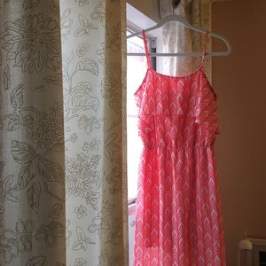Coral chevron maxi dress