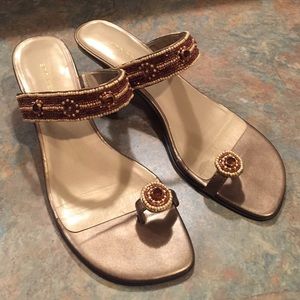 Ann Marino beaded kitten heel sandal