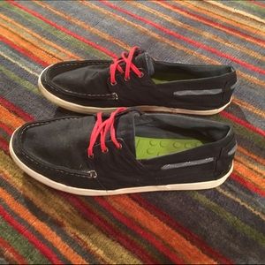 Tretorn Blue and Red Boat Shoes - Size 11.5