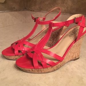 Red wedge shoes