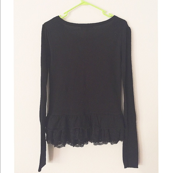 ASOS black lace hem sweater SZ 6 - Picture 2 of 4