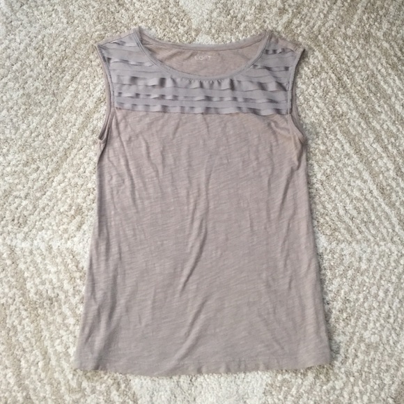 Ann Taylor Loft Grey sleeveless top, grey lace.