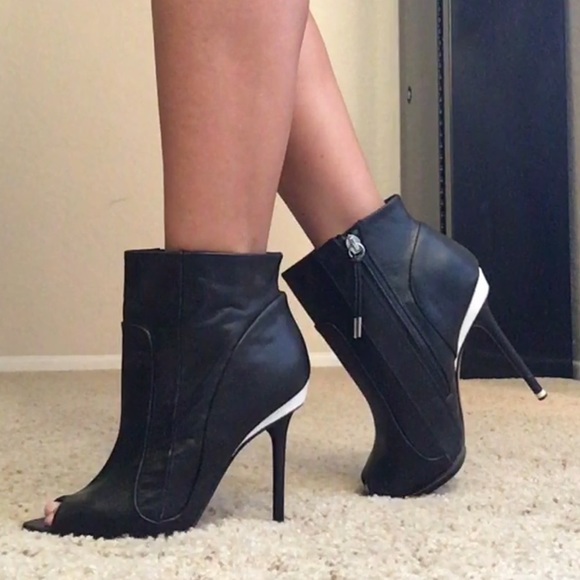L.A.M.B. Shoes - L.A.M.B black leather peep toe ankle booties.